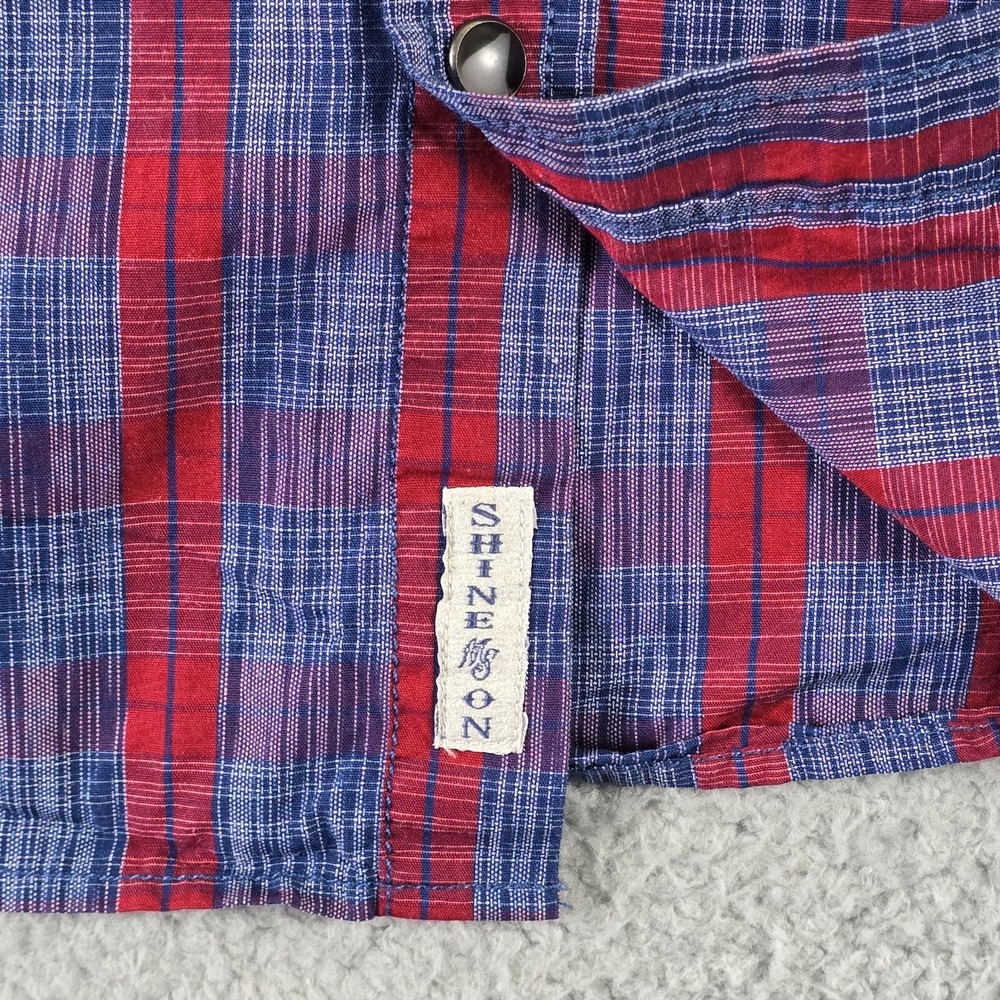 Moon shine Shirt Mens XL Plaid Short Sleeve Pearl Snap Western - Picture 7 of 14